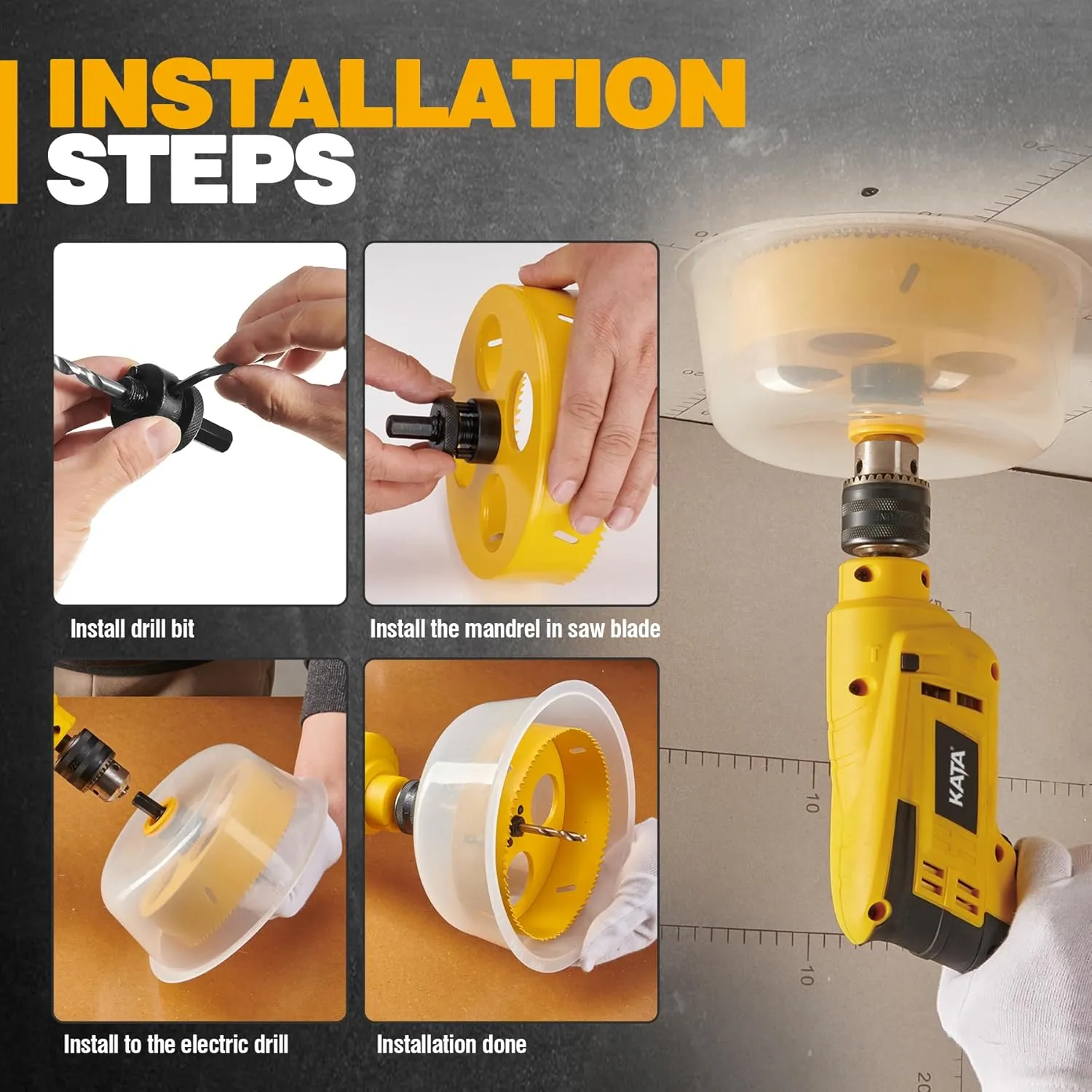 KATA Hole Saw for Recessed Lights: 6 Inch Hole Saw for Recessed Lighting with Dust Bowl - 6 In Hole Drill Cutter with Silicone Dust Catcher Tool for Drywall on Ceiling - Installing LED Can Light Home