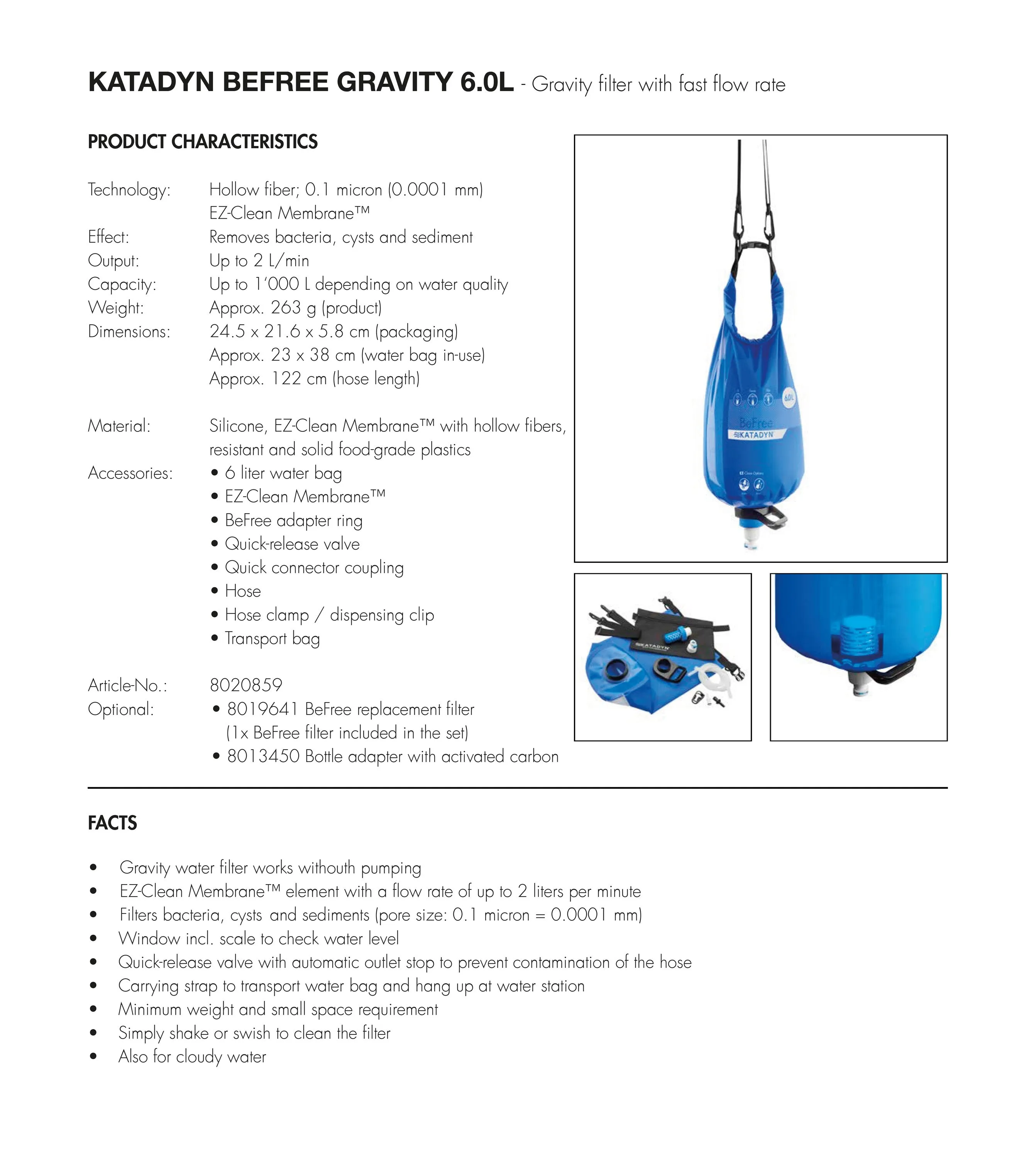 Katadyn BeFree Gravity 6.0L / 10L