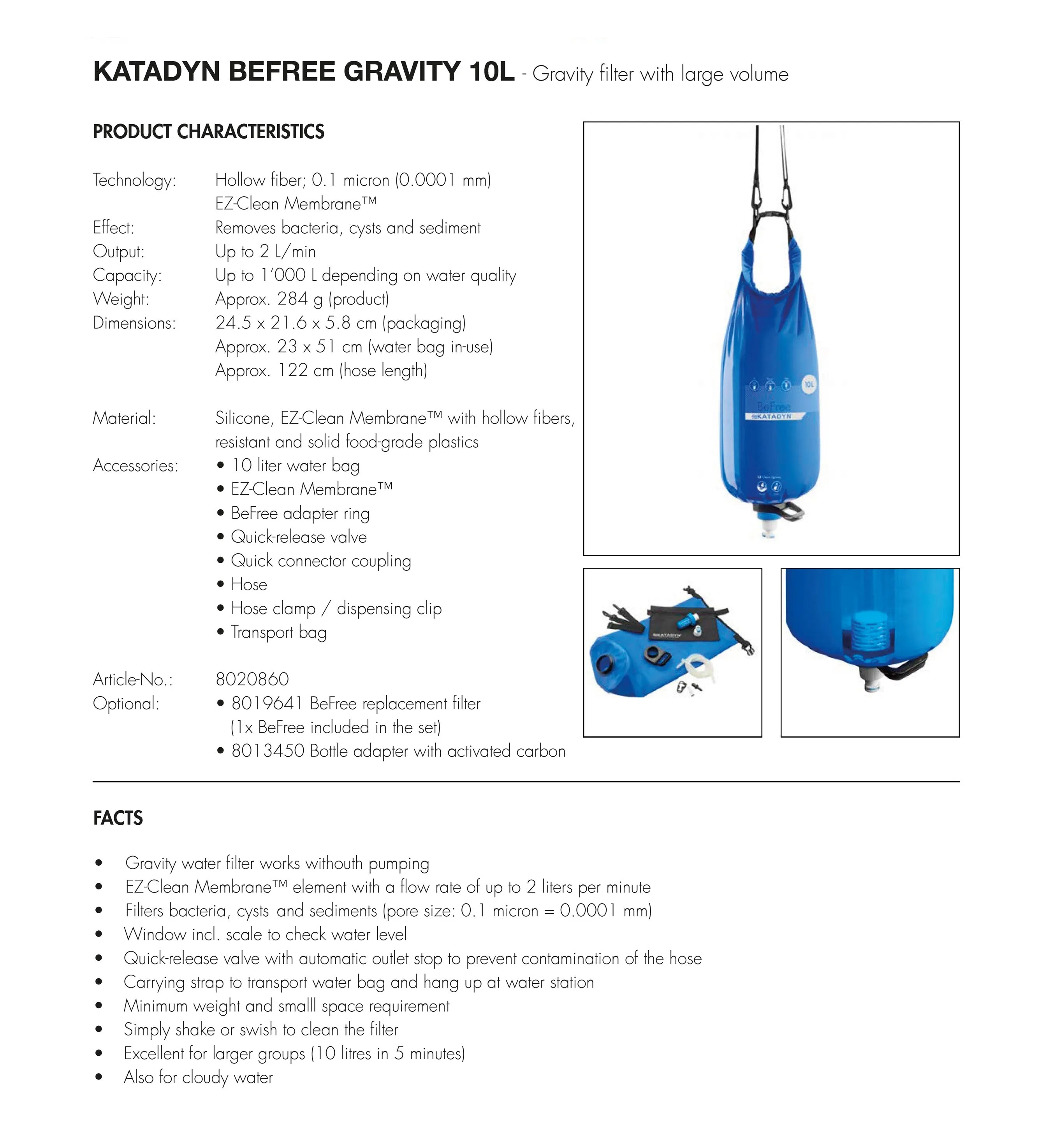 Katadyn BeFree Gravity 6.0L / 10L