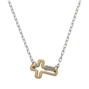 Keeks Mini Cross Two-Tone Necklace