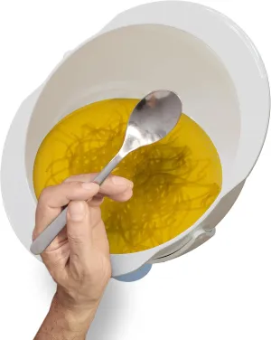 Kickstand One-Handed Adjustable Bowl | Bowl for Securing Individuals with Eating with One Hand | Microwave, Dishwasher Safe, Stackable, 1 Pack White