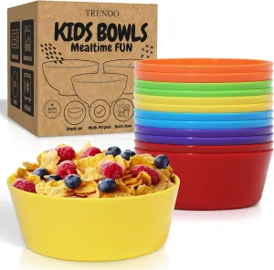 Kids Bowls 12 Pack - Vibrant Colors - Non-Toxic BPA-Free - 10oz - Easy to Clean, Dishwasher & Microwave Safe - Won't Crack or Fade