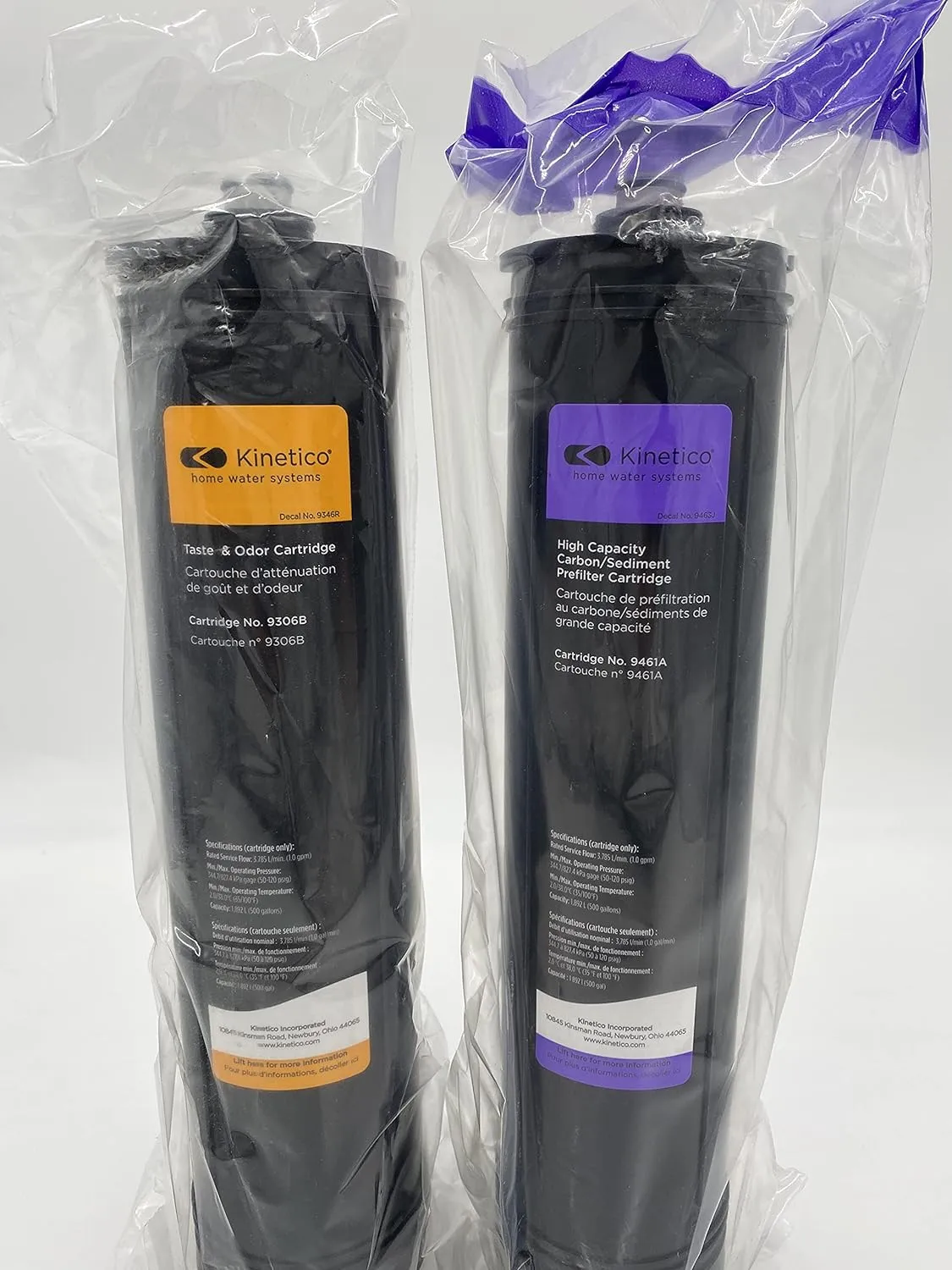KINETICO K5 REVERSE OSMOSIS TASTE ODOR 9306B & CARBON SEDIMENT FILTER 9461A CARTRIDGE
