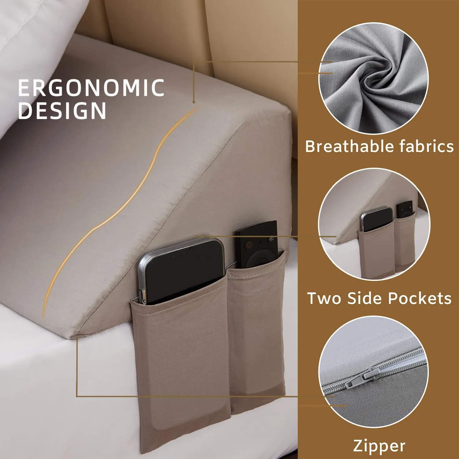 King Bed Wedge Pillow for Headboard, Wedge Pillow Headboard, Bed Gap Filler - Fill The Gap (0-7")(Gray, 76"x10"x6")