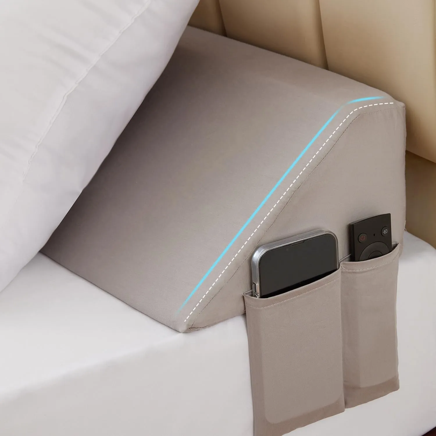King Bed Wedge Pillow for Headboard, Wedge Pillow Headboard, Bed Gap Filler - Fill The Gap (0-7")(Gray, 76"x10"x6")