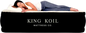 King Koil Premium Luxury Plush Pillow Top Queen Size Air Mattress with Built-in High-Speed Pump for Home, Camping, Guests,13" Inflatable Double High Blow Up Airbed, Durable Waterproof, 1-Year Warranty
