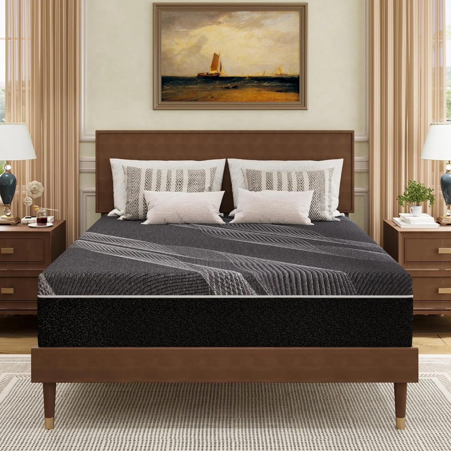 King Mattress 12 Inch Charcoal Memory Foam in a Box, CertiPUR-US Certified, Fiberglass Free, Gel Double Mattress, Made in The USA of US Foam, 80" × 76" × 12", Medium