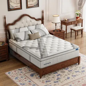King Mattress,14 Inch King Hybrid Mattress Medium Plush MDI Memory Foam & Pocketed Coils, Pressure Relief, Breathable Fabric, Enhanced Edge Support, 120 Trial, Bed-in-a-Box