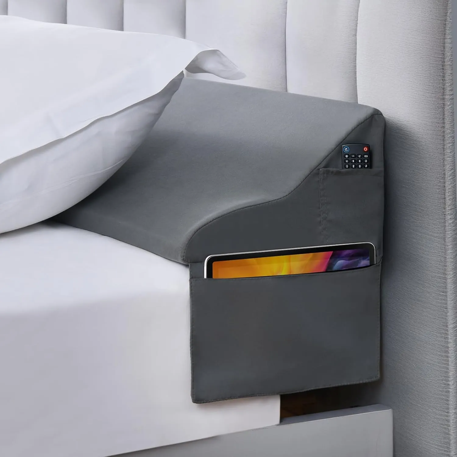 King Size Bed Wedge Pillow for Headboard, 76"x11"x7" Mattress Gap Filler for Better Sleep Height, Triangle Pillow Wedge Filling 0-5.5" Headboard Gap, Grey