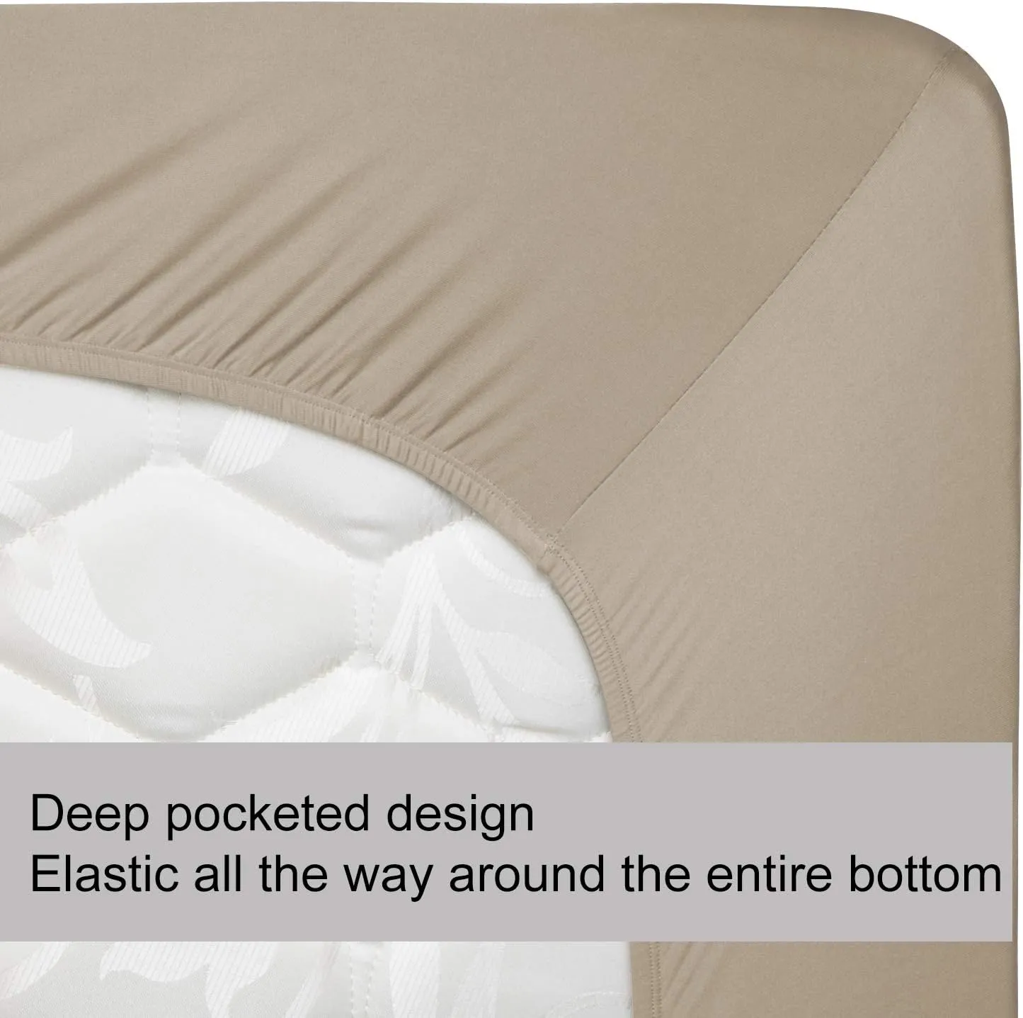 King Size Fitted Sheet Only - 4-Way Stretch Knit, Snug Fit, Wrinkle Free & Stay in Place, No More Slipping Off for Mattress, Soft & Comfortable - Taupe, King