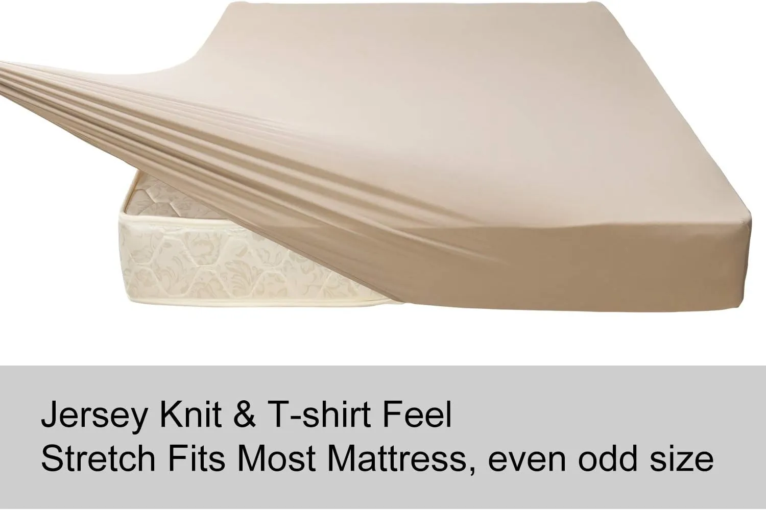 King Size Fitted Sheet Only - 4-Way Stretch Knit, Snug Fit, Wrinkle Free & Stay in Place, No More Slipping Off for Mattress, Soft & Comfortable - Taupe, King