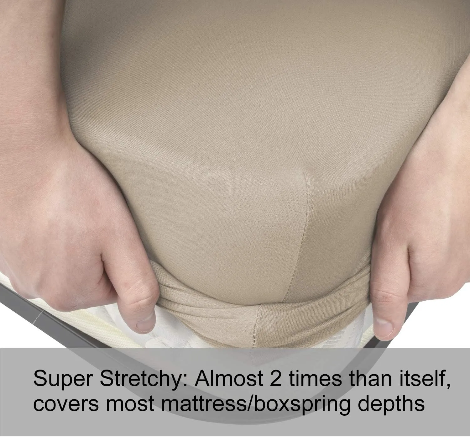 King Size Fitted Sheet Only - 4-Way Stretch Knit, Snug Fit, Wrinkle Free & Stay in Place, No More Slipping Off for Mattress, Soft & Comfortable - Taupe, King