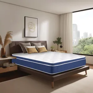 King Size Mattress 12 Inch Height Blue Matress King Bed Medium Firm Support Cooling Gel Memory Foam for Back Side Sleepers Individual Pocket Spring for Motion Isolation for Pressure Relief