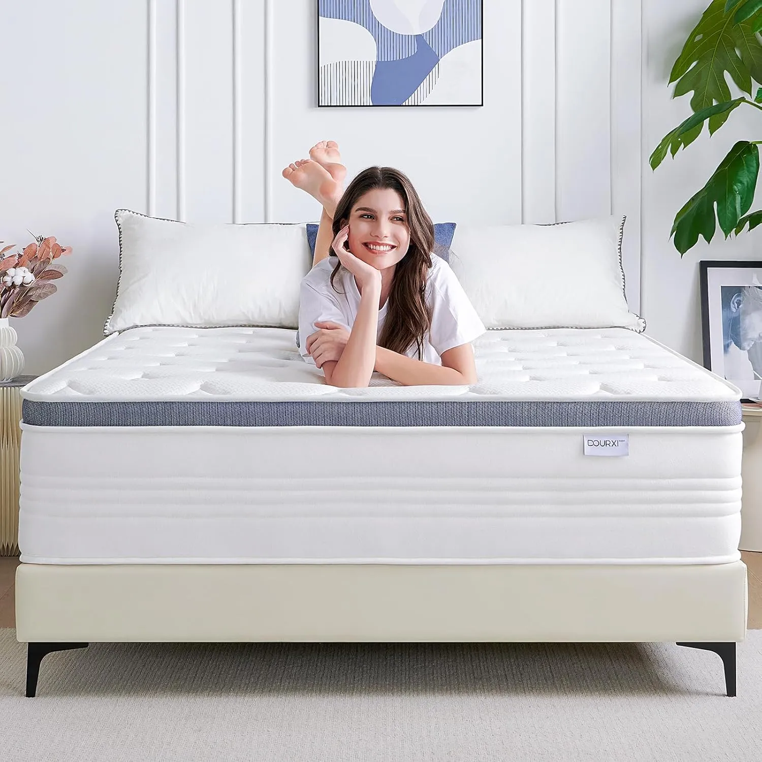 King Size Mattress 12 Inch Hybrid Mattress in a Box with Gel Memory Foam, Individually Pocketed Springs for Support and Pressure Relief - Medium Plush