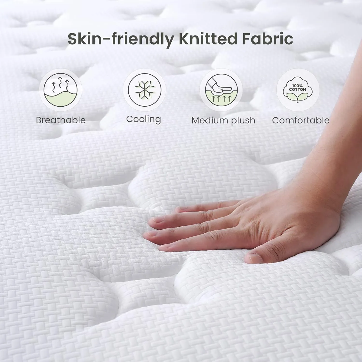 King Size Mattress 12 Inch Hybrid Mattress in a Box with Gel Memory Foam, Individually Pocketed Springs for Support and Pressure Relief - Medium Plush