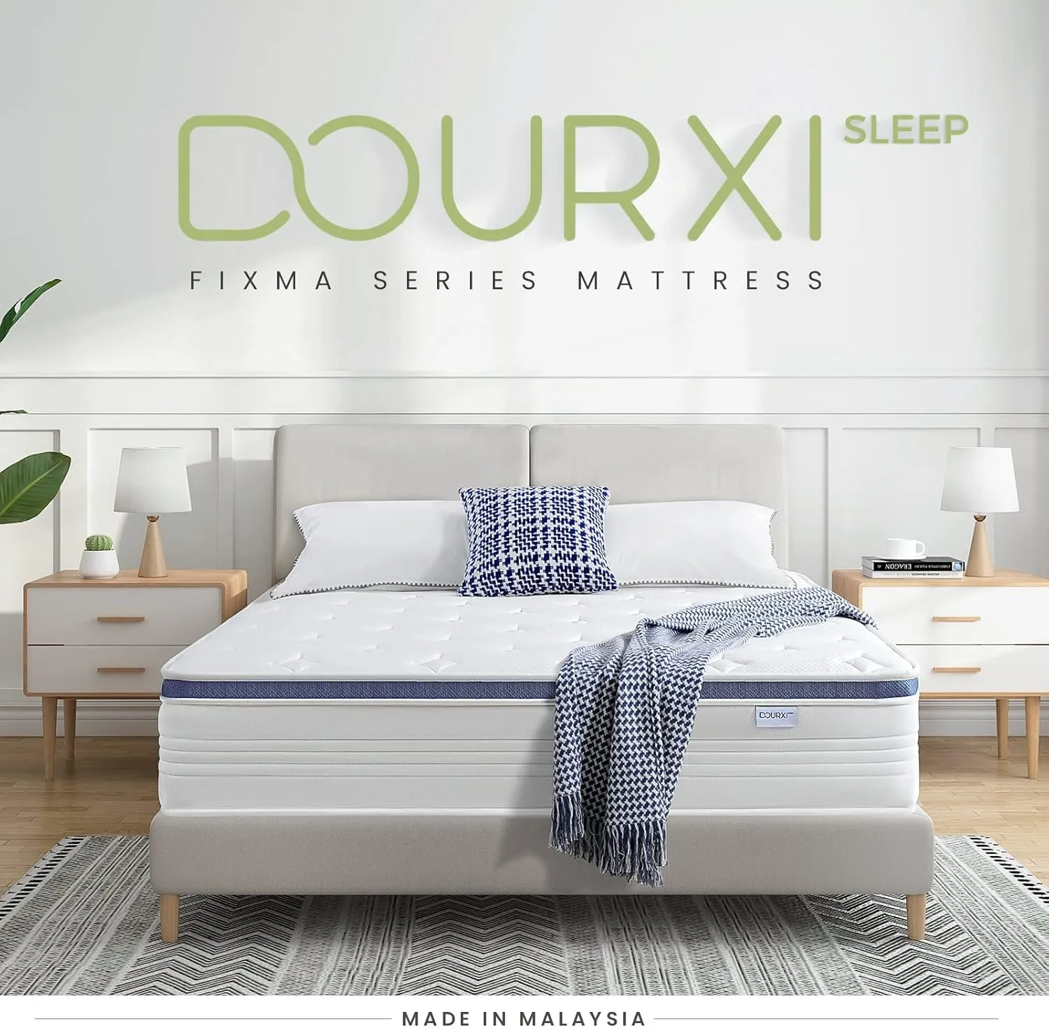 King Size Mattress 12 Inch Hybrid Mattress in a Box with Gel Memory Foam, Individually Pocketed Springs for Support and Pressure Relief - Medium Plush