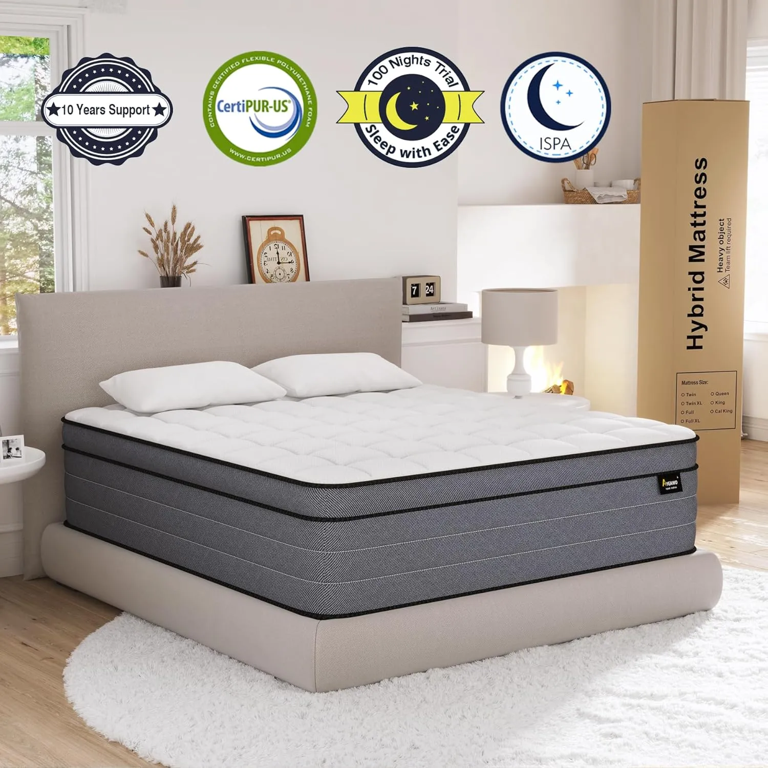 King Size Mattress, 14 Inch King Hybrid Mattress in a Box with Gel Memory Foam and Pocket Springs, Mattres King Size Upgraded Support&Pressure Relief,Medium Firm Feel