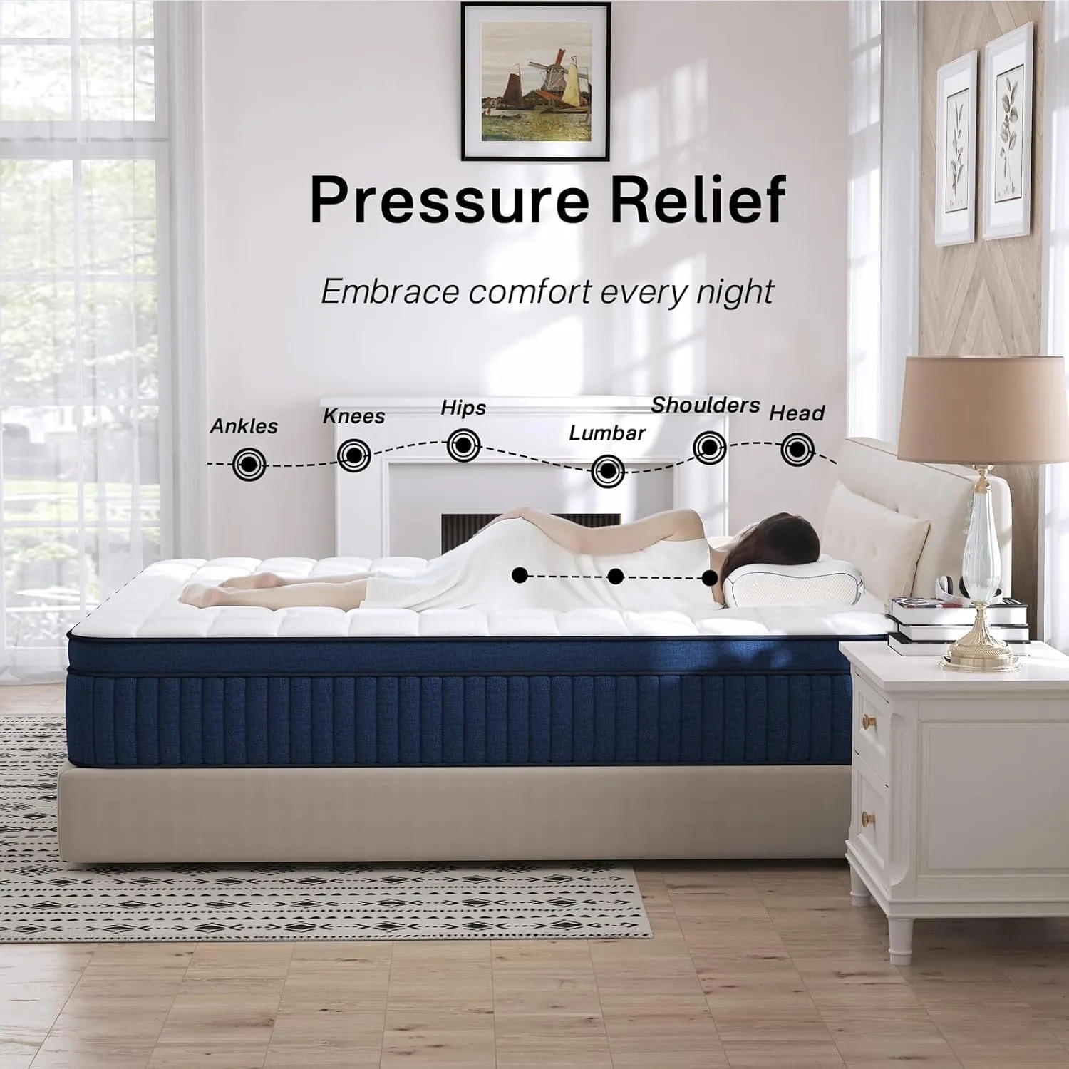 King Size Mattress, 14 Inch King Mattress in a Box, Medium Firm Pocket Spring and Gel Memory Foam for Superior Comfort, Pressure Relief, Strong Edge Support
