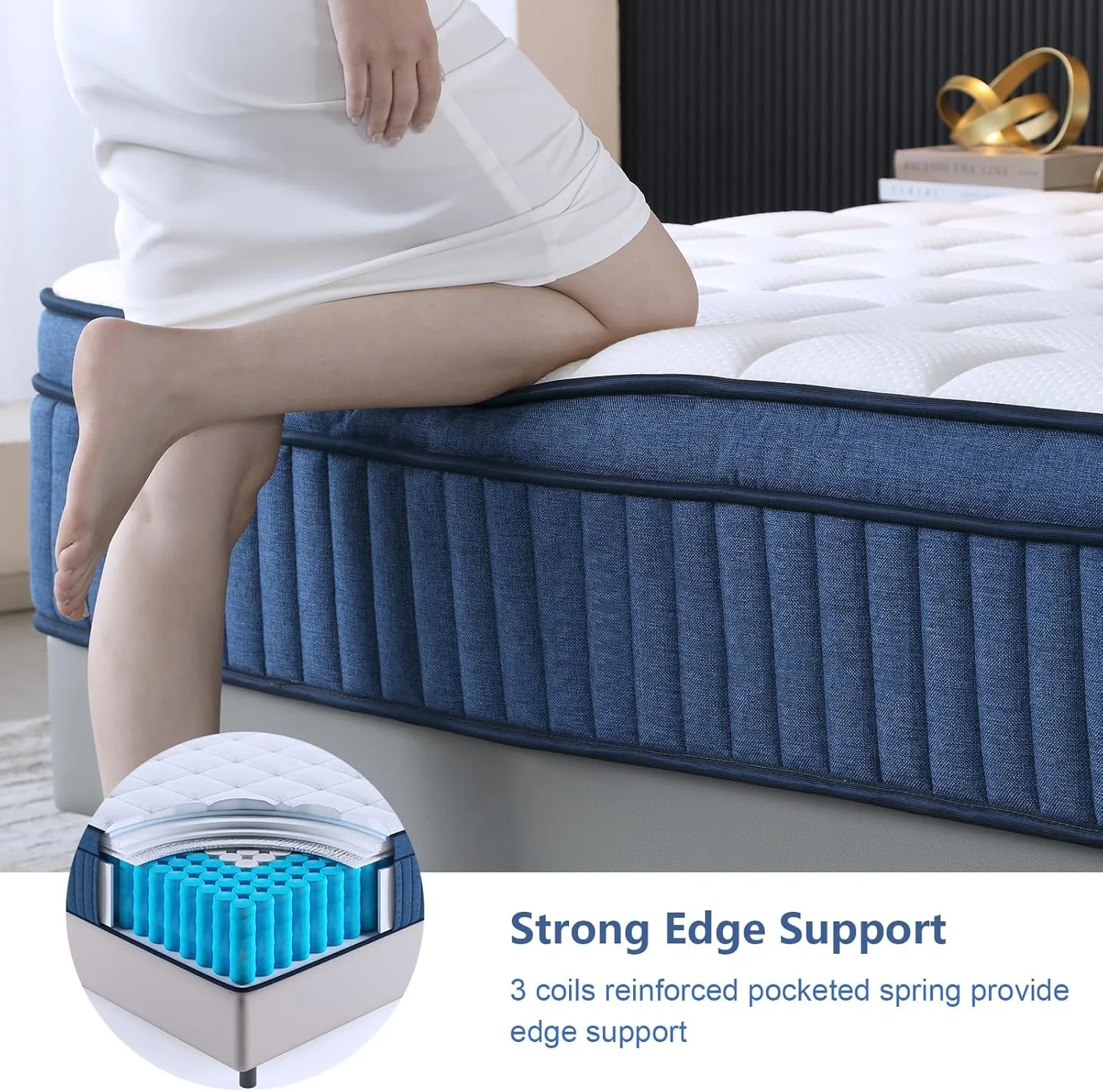King Size Mattress, 14 Inch King Mattress in a Box, Medium Firm Pocket Spring and Gel Memory Foam for Superior Comfort, Pressure Relief, Strong Edge Support