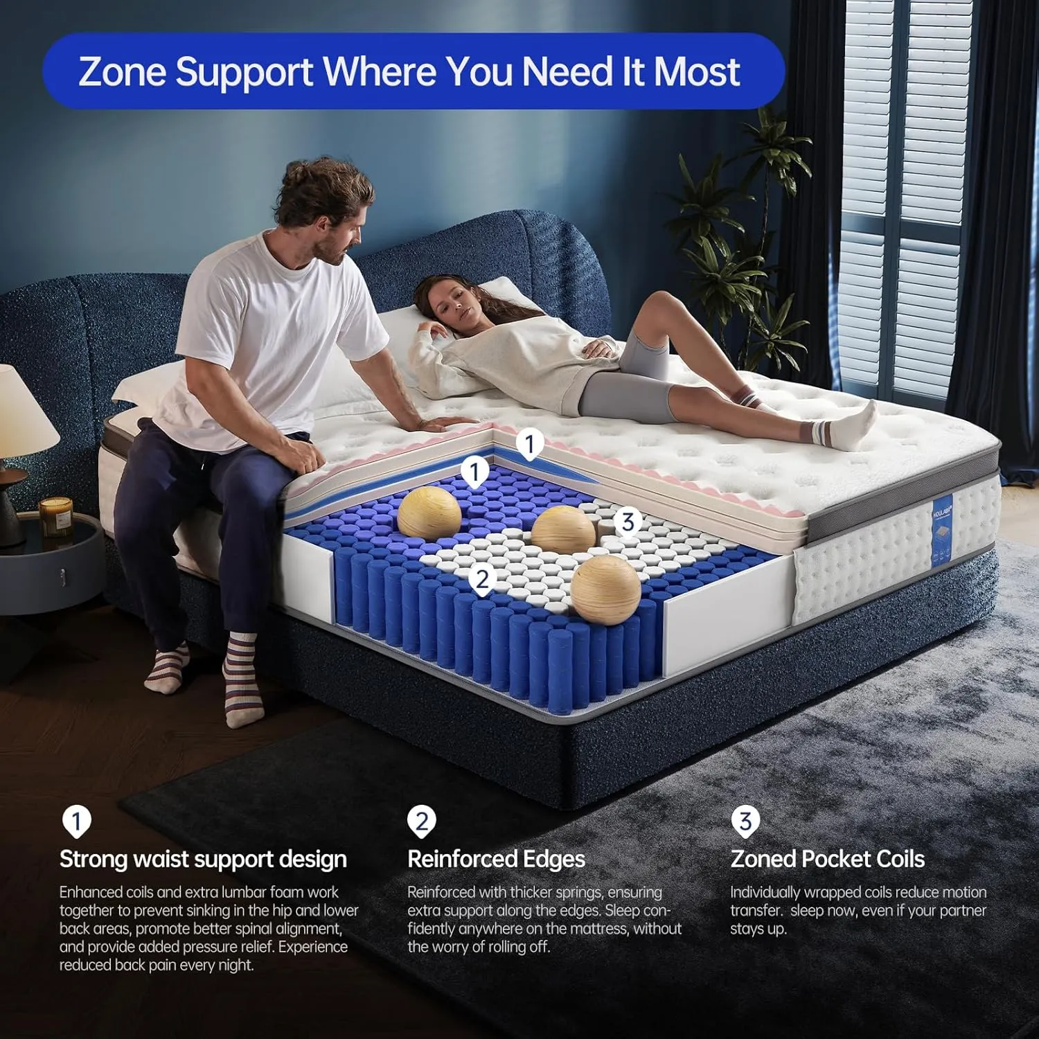 King Size Mattress,14 Inch King Mattress in a Box,Superior Hybrid with Gel Memory Foam or Back & Lumbar Support,100 Night Trial,Maximum Support,Pressure Relief,Zoned Support Spring, Firm
