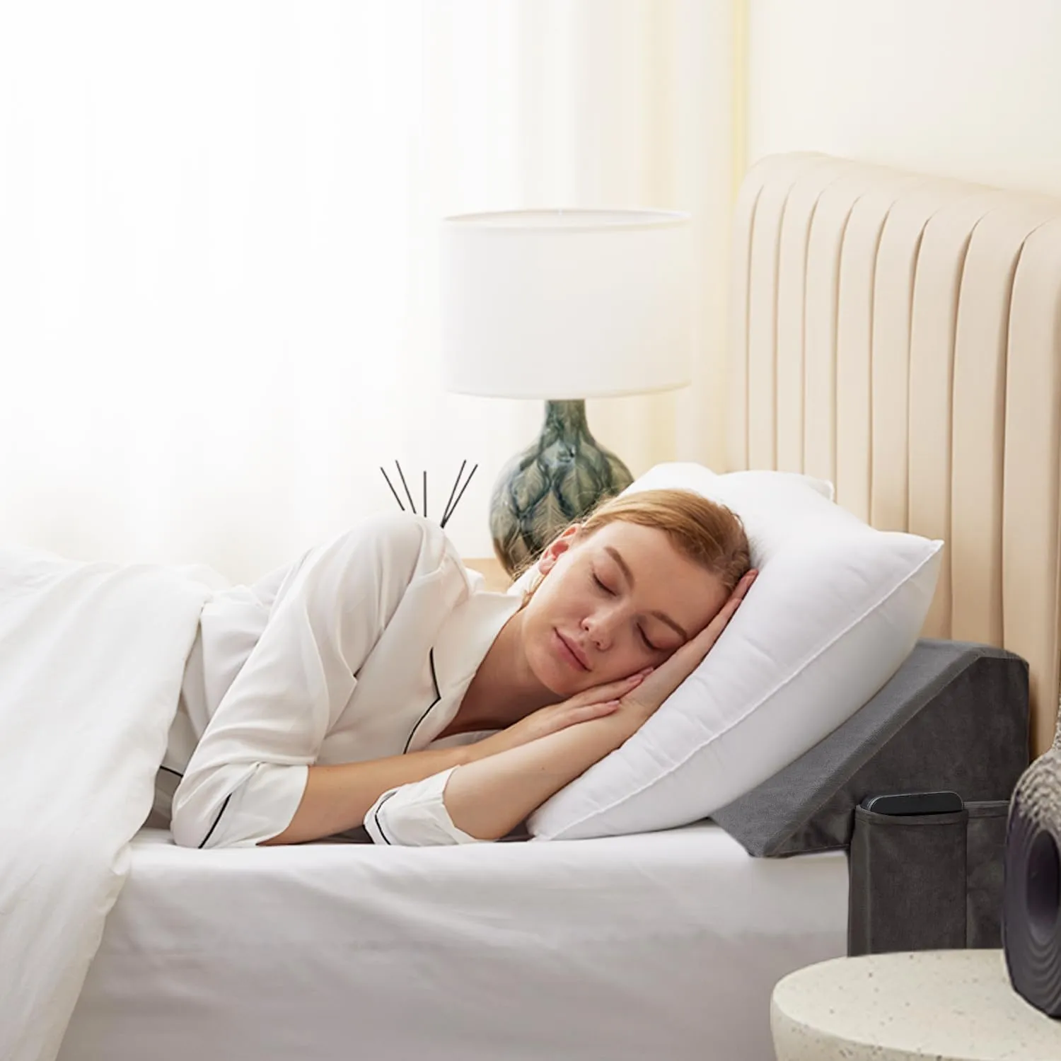 King Wedge Pillow Headboard (76"x10"x6"), Bed Wedge Pillow for Headboard, Foam Headboard Pillow, Bed Gap Filler King - Fill The Gap (0-7"), Mattress Gap Filler (Short Plush, 76"x10"x6")