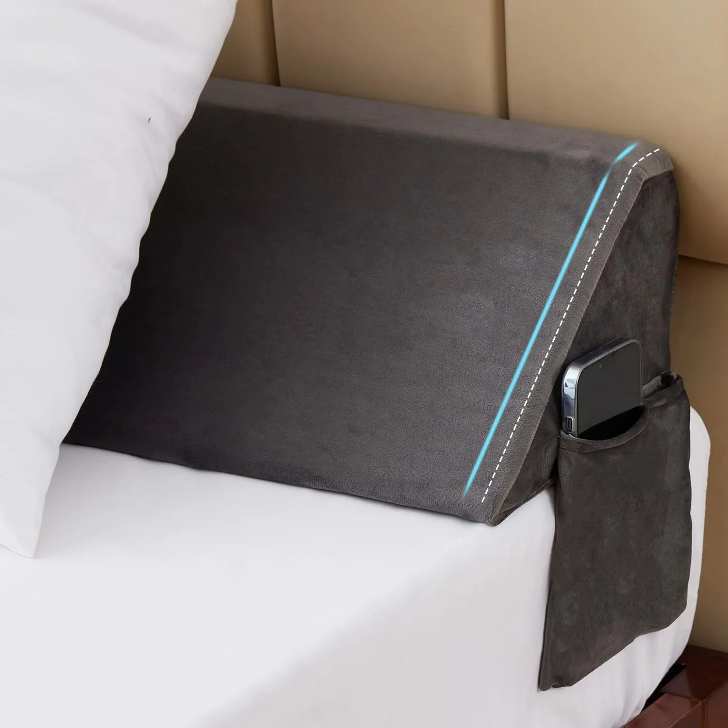 King Wedge Pillow Headboard (76"x10"x6"), Bed Wedge Pillow for Headboard, Foam Headboard Pillow, Bed Gap Filler King - Fill The Gap (0-7"), Mattress Gap Filler (Short Plush, 76"x10"x6")
