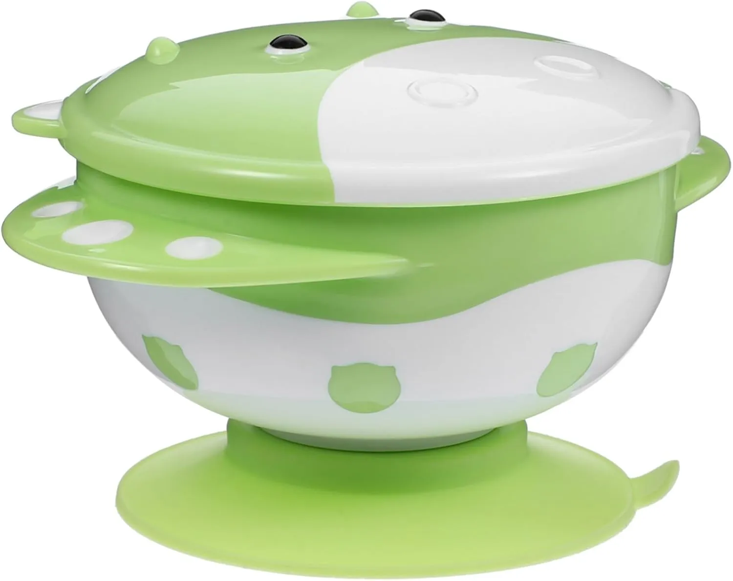 Kisangel Bowl for Baby with Animal Motif Microwave Safe Green Toddlers Feeding Bowl