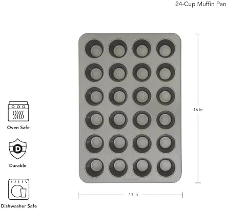 KitchenAid 24-Cup Nonstick Aluminized Steel Mini Muffin Pan, Contour Silver