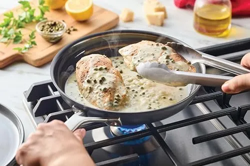KitchenAid NITRO Carbon Steel Frying Pan/Skillet, Stainless Steel Handle, Compatible with All Cooktops, 10 Inch Open Fry Pan - Black