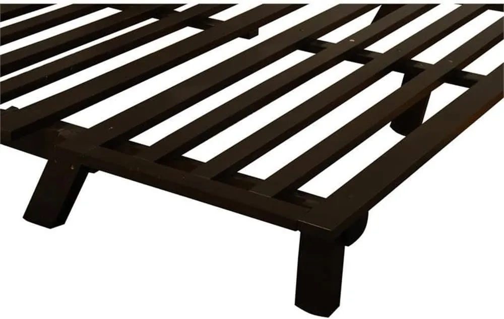 Kodiak Furniture Carson Full Size Futon Frame and Mattress Set - Java Brown Finish Wood Futon Frame with Mattress Included in Charcoal Gray Color
