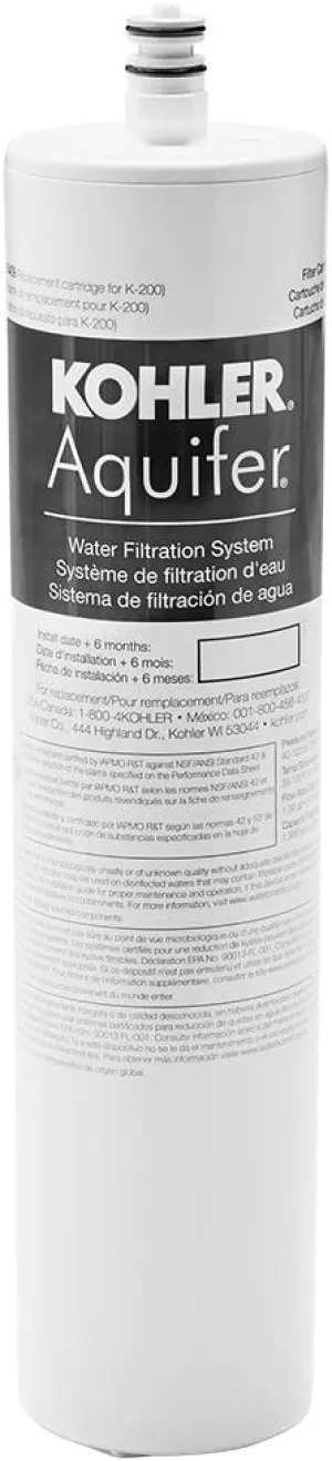 KOHLER 20852-NA Water Filter, Aquifer Water Filtration System Replacement Filter, 1 Count (Pack of 1), White