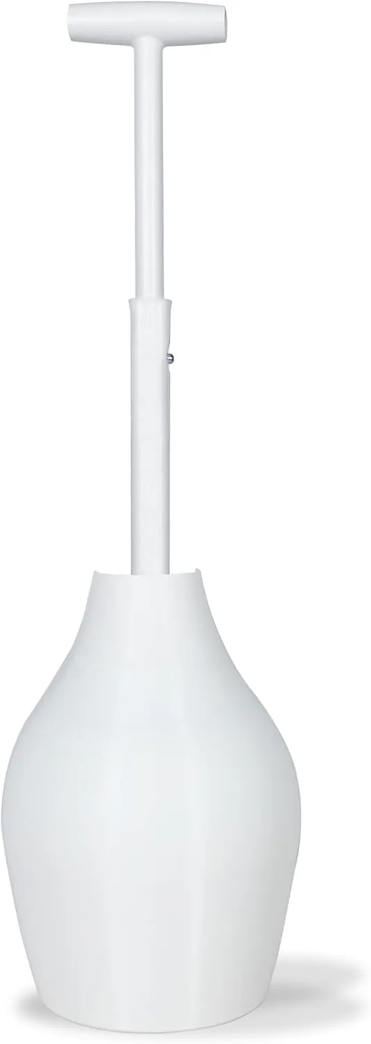 Korky 97-5A BeehiveMAX Hideaway-Heavy Duty Toilet Plunger with Holder-Drip Free Carry-Seals All Bowl Shapes – Powerful Clog Removal, White