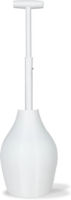 Korky 97-5A BeehiveMAX Hideaway-Heavy Duty Toilet Plunger with Holder-Drip Free Carry-Seals All Bowl Shapes – Powerful Clog Removal, White