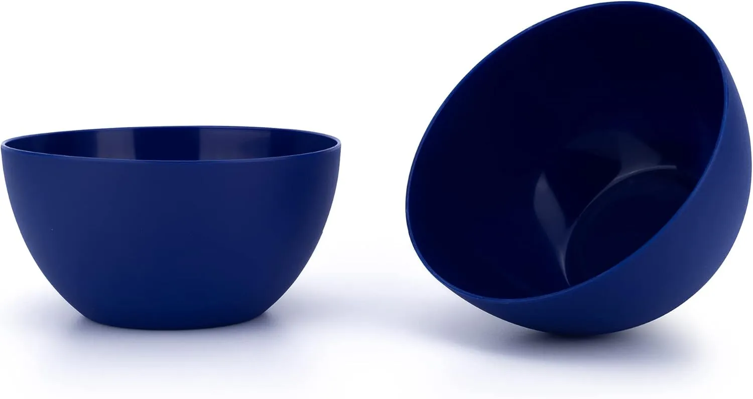 KX-WARE Plastic Bowls set of 12 - Unbreakable and Reusable 32oz/6 inch Plastic Cereal/Soup/Salad Bowls Navy Blue | Dishwasher Safe, BPA Free