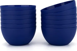 KX-WARE Plastic Bowls set of 12 - Unbreakable and Reusable 32oz/6 inch Plastic Cereal/Soup/Salad Bowls Navy Blue | Dishwasher Safe, BPA Free