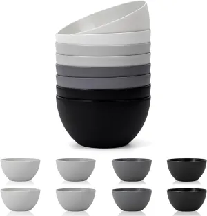 KX-WARE Plastic Bowls set of 8 - Unbreakable and Reusable 32oz/6 inch Plastic Cereal/Soup/Salad Bowls in Grey Stone | Dishwasher Safe, BPA Free