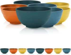 Kyraton Plastic Cereal Bowls 8 Pieces 26 oz, Unbreakable And Reusable Light Weight Bowl For Rice Noodle Soup Snack Salad Fruit BPA Free Dishwasher Safe (Mutil Color)