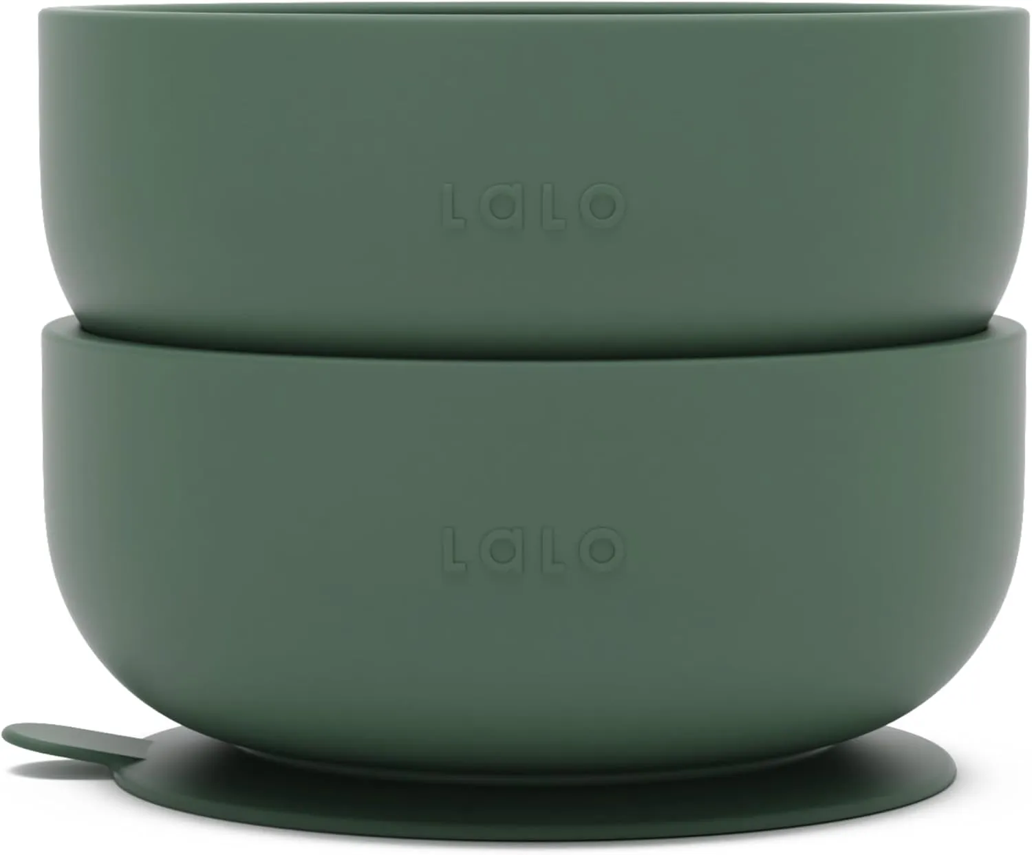 Lalo Suction Bowls - 2 Pack, 100% Silicone Non-Toxic BPA-Free Baby Bowls with Suction Base To Prevent Accidental Tip-Overs - Silicone Bowls For Babies And Toddlers - Olive