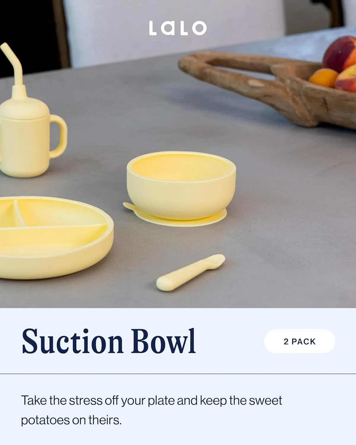 Lalo Suction Bowls - 2 Pack, 100% Silicone Non-Toxic BPA-Free Baby Bowls with Suction Base To Prevent Accidental Tip-Overs - Silicone Bowls For Babies And Toddlers - Olive