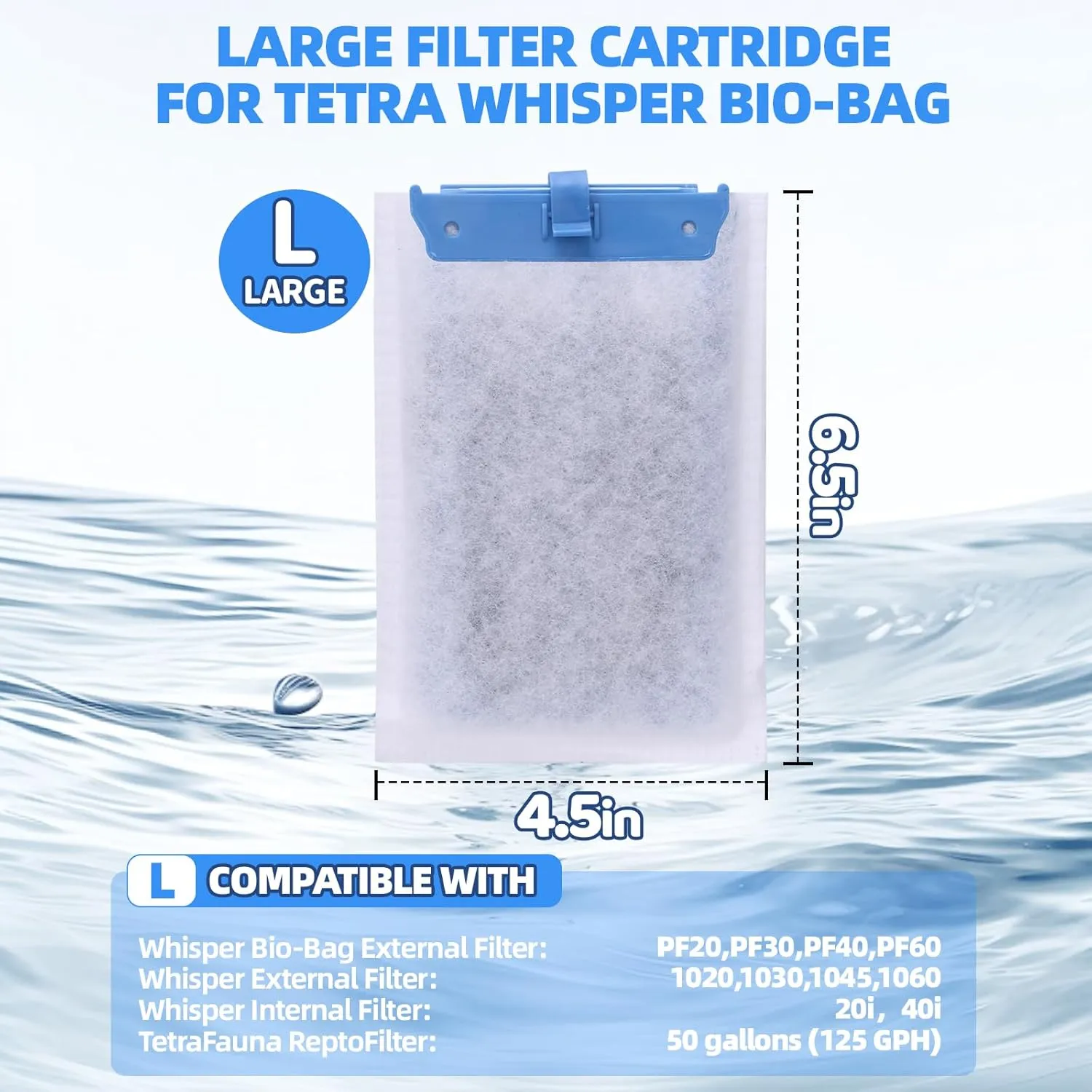 Large Aquarium Filter Cartridges (6-Pack) for Tetra Whisper Bio-Bag Power Filters & Tetra ReptoFilter – Replacement Filters for Cleaner, Clearer Water