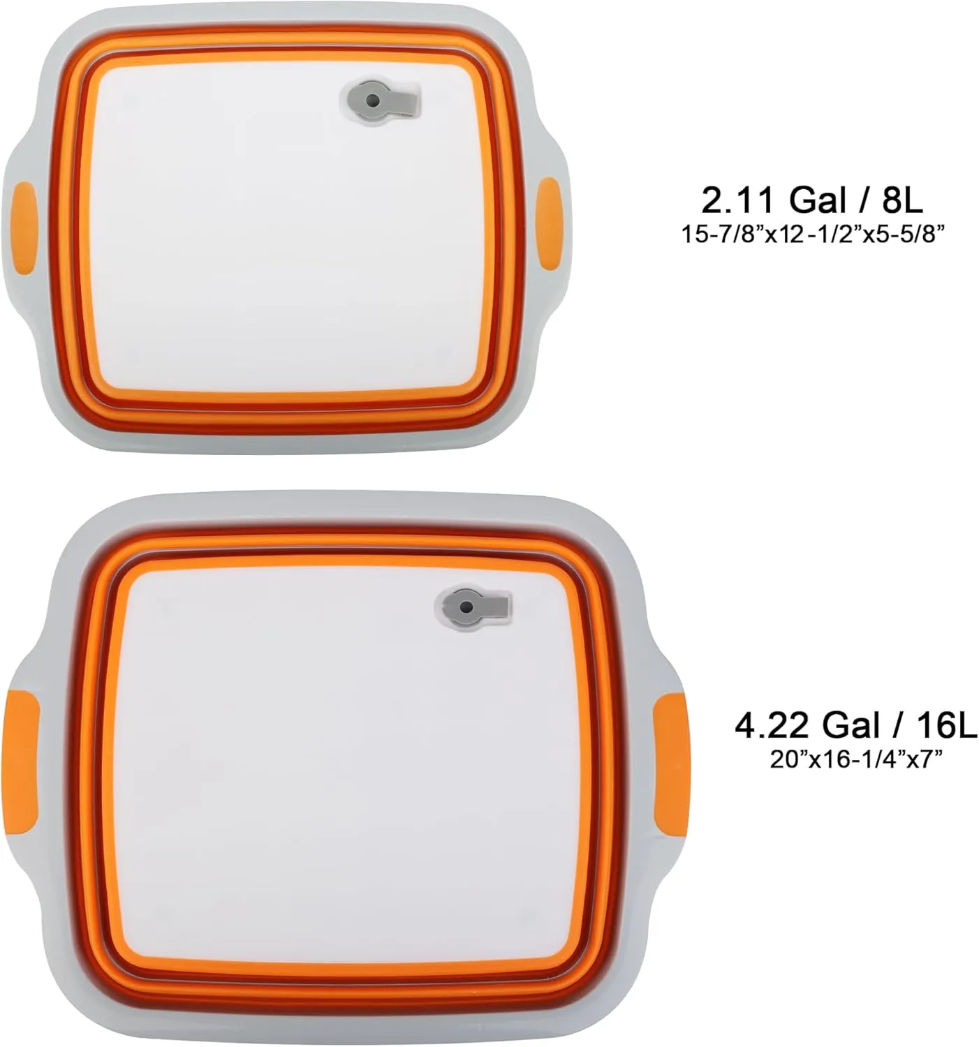 Large Collapsible Cutting Board(4.22 Gal/16L), Foldable Camping Sink with Colander, BBQ Prep Tub with Lid, Multifunction Dish Basin for Kitchen, Bowl, Vegetable and Fruit, Storage Basket for Picnic