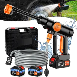 Lemolify 6000mAh Battery Pressure Washer, Electric Power Washer Cordless, Portable Car Pressure Washer Handheld with 6-in-1 Nozzle,17FT Drain Hose, Power Cleaner for Patio Floor Fence Deck,2 Battery