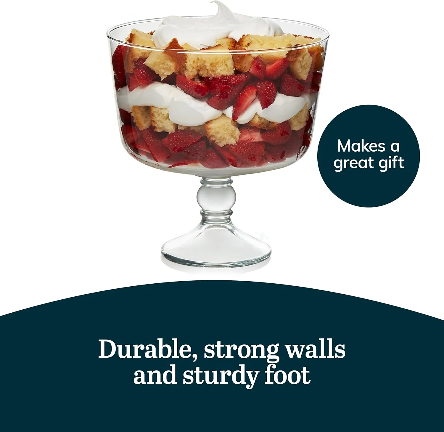 Libbey Selene Footed Glass Trifle Bowl, 9-inch