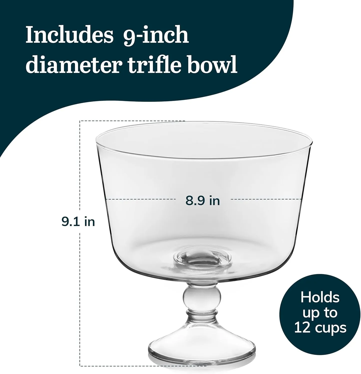 Libbey Selene Footed Glass Trifle Bowl, 9-inch