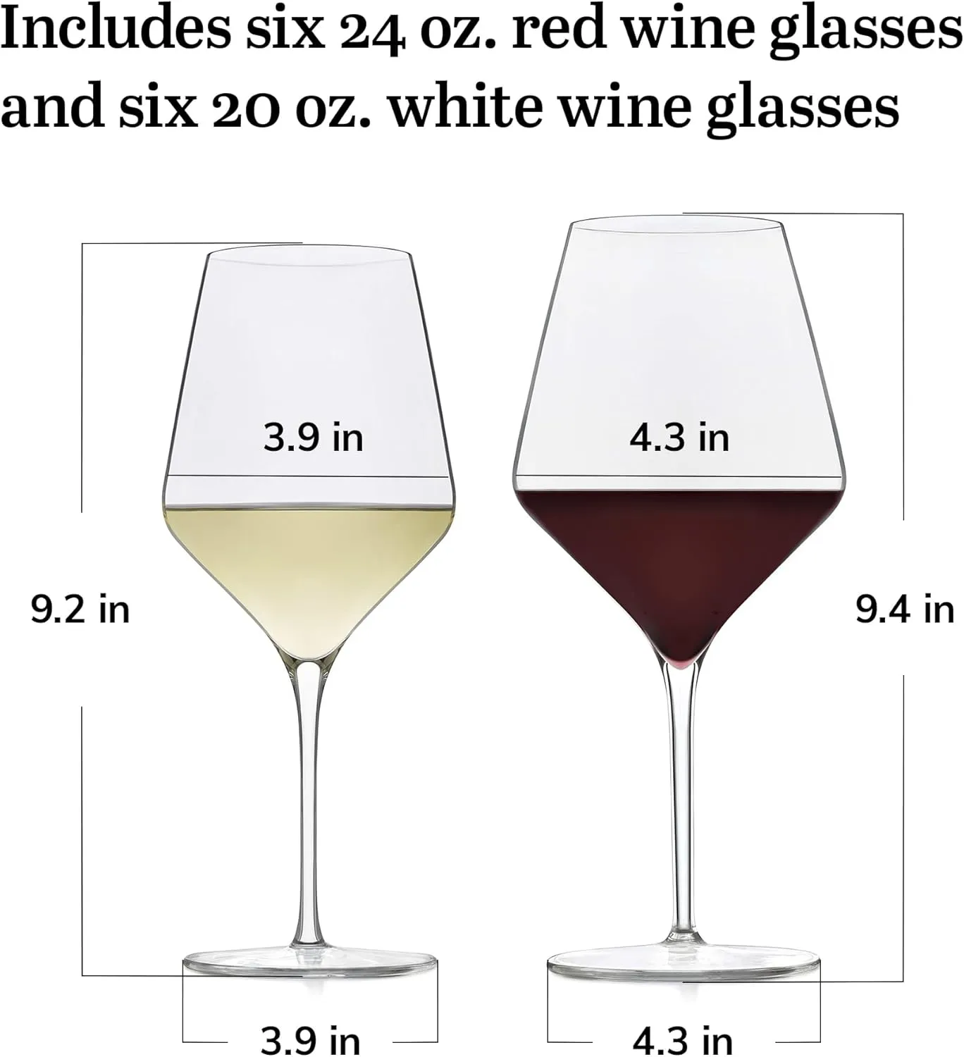 Libbey Signature Greenwich 12 Piece Party Wine Glasses Set, Long Stem Wine Glasses for Red and White Wine, Ideal Wine Glass Gift Set for All Occasions