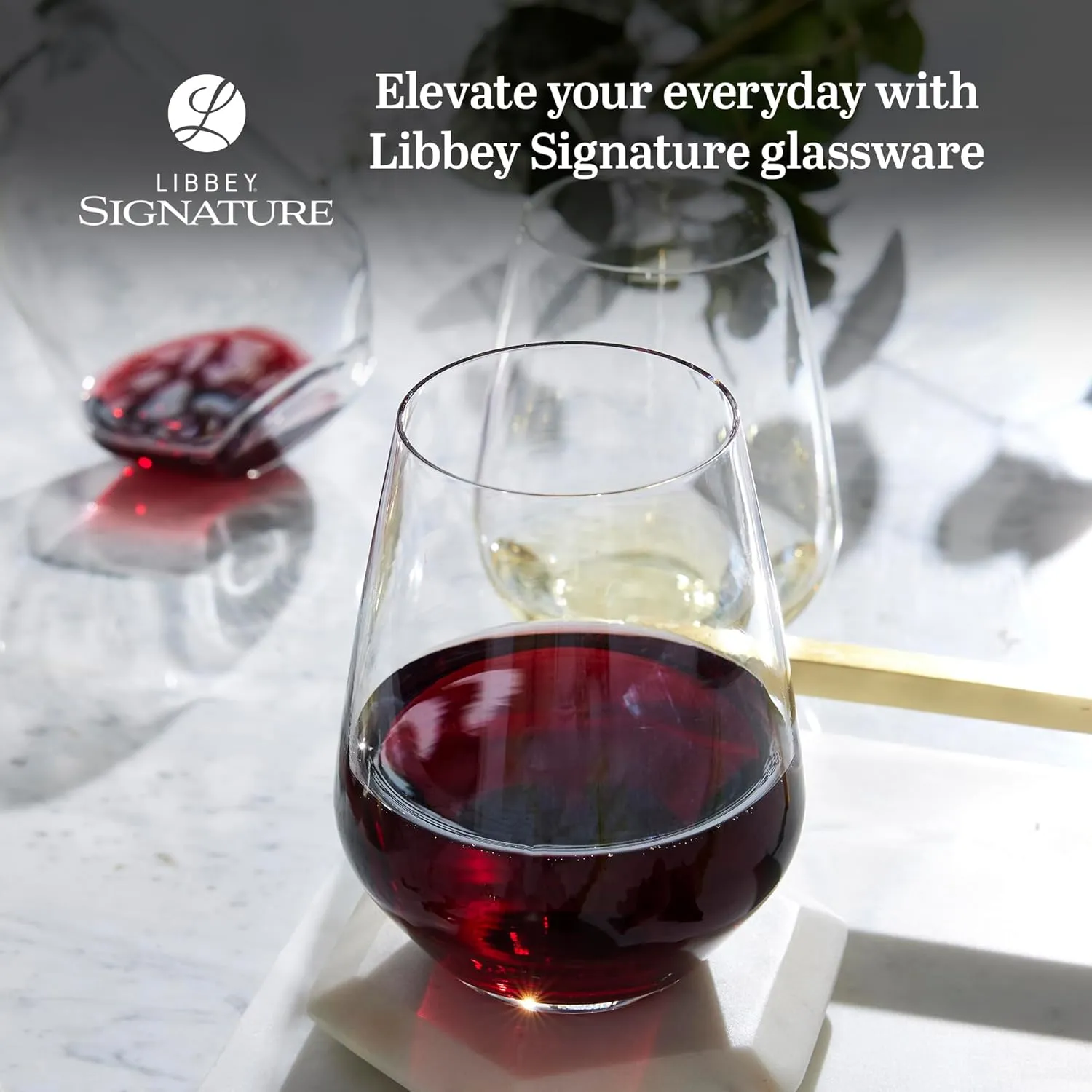 Libbey Signature Greenwich Stemless Wine Gift Set of 4, 18-ounce