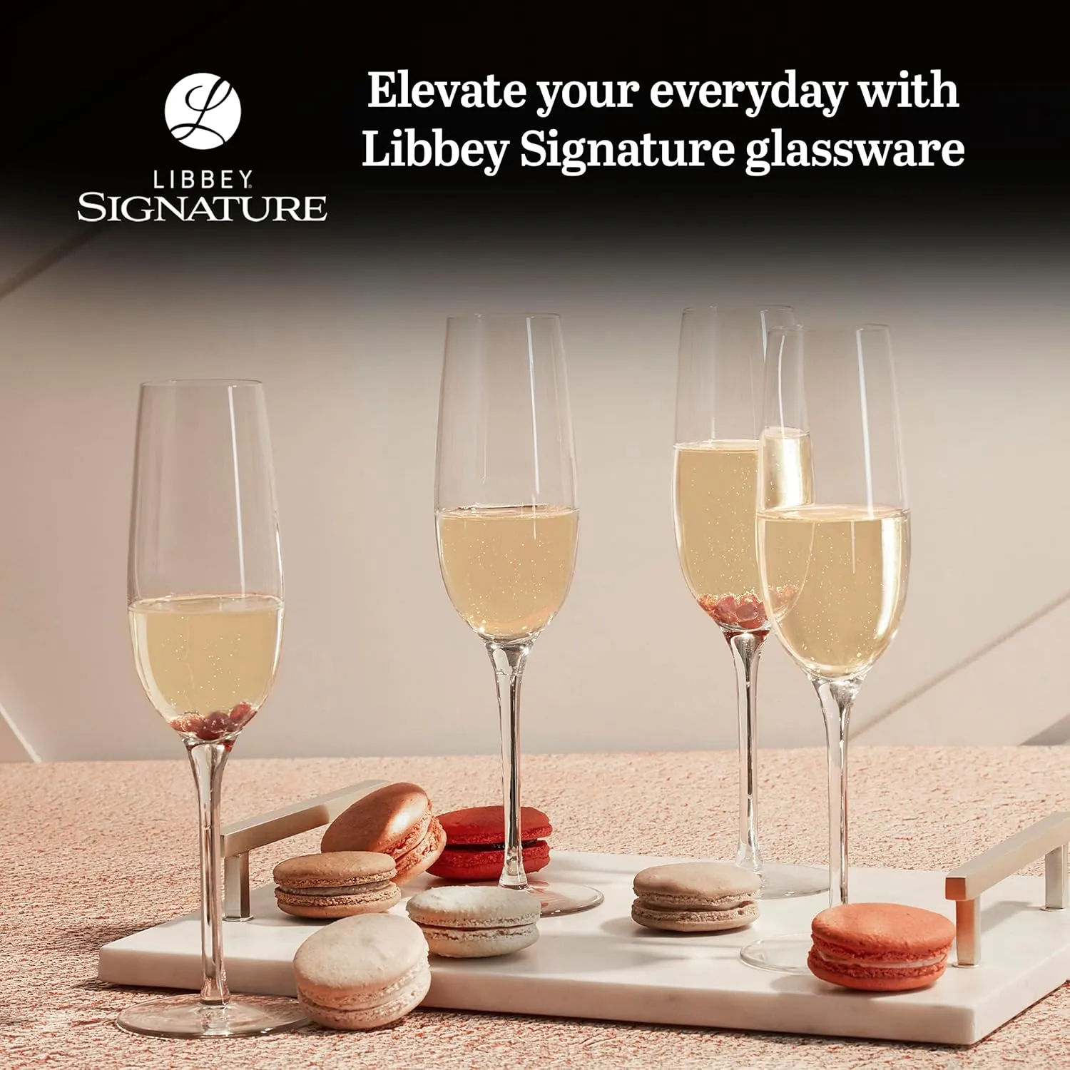Libbey Signature Kentfield Champagne Flute Glasses, 8-ounce, Set of 4