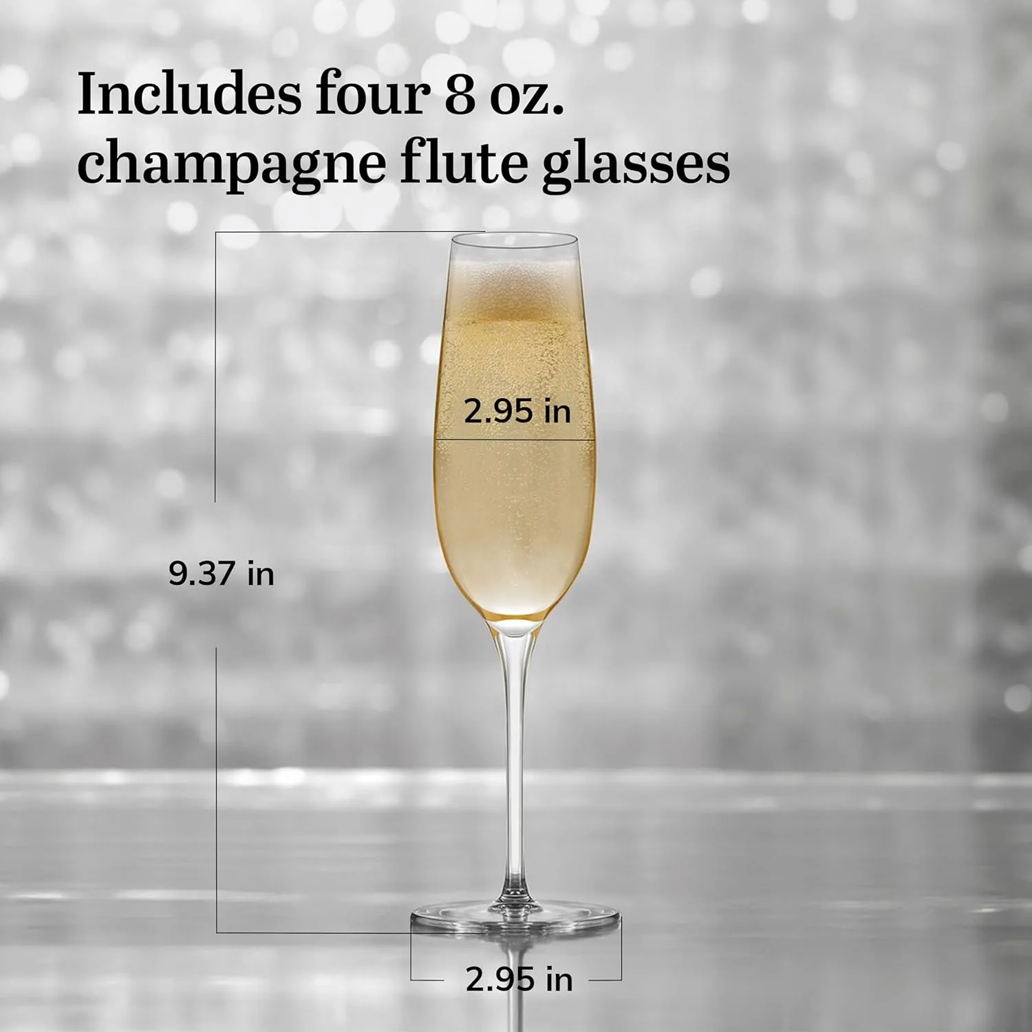 Libbey Signature Kentfield Champagne Flute Glasses, 8-ounce, Set of 4
