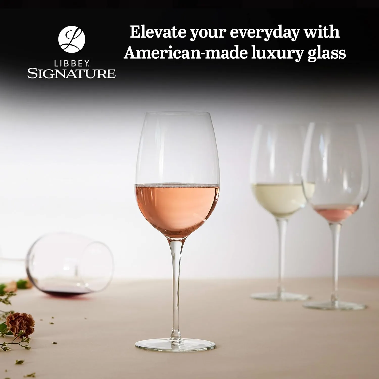 Libbey Signature Kentfield Estate All Purpose Wine Glasses Set of 4, Long Stem Wine Glasses for Red and White Wine, Perfect Wine Glass Gift Set