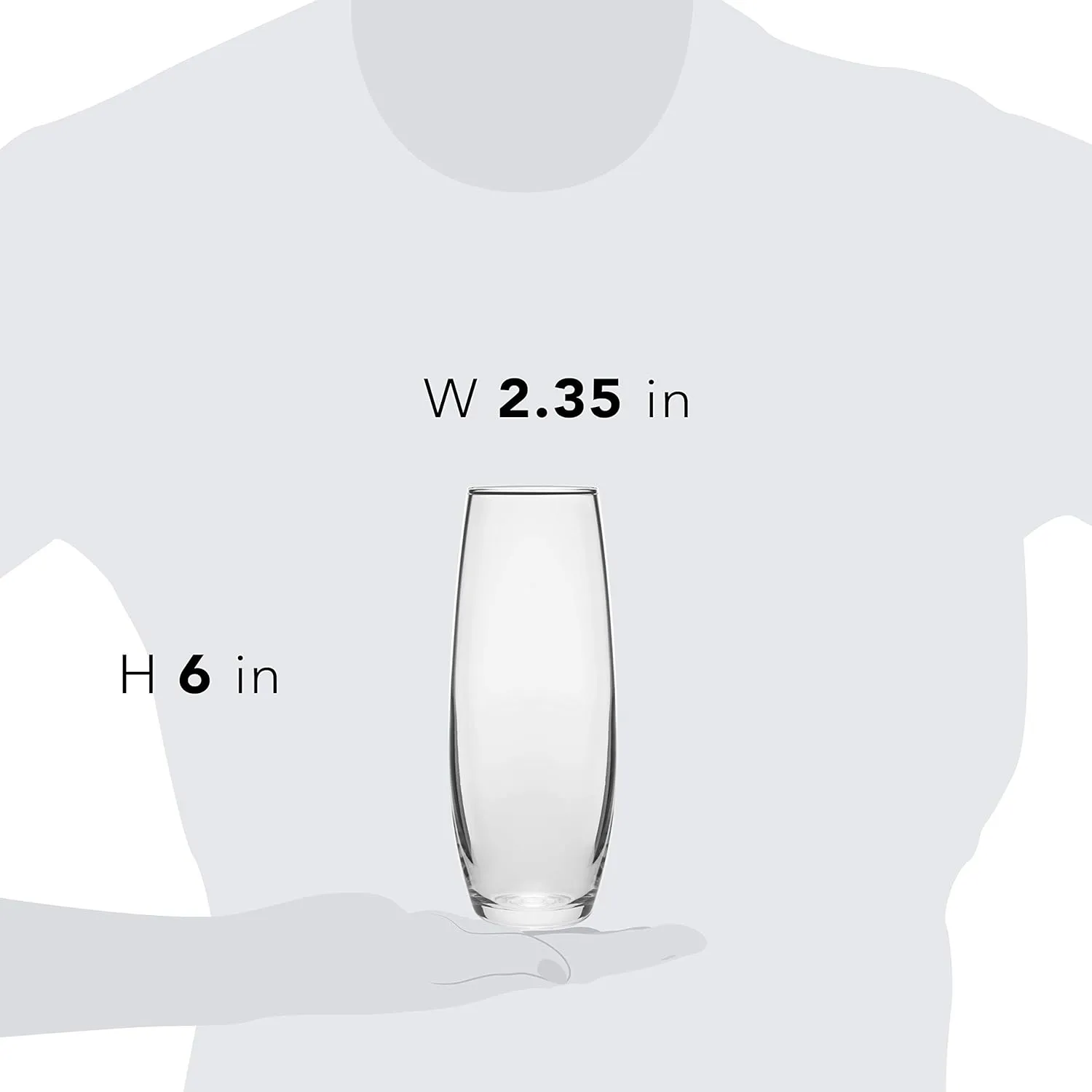 Libbey Stemless Flute Glasses, 9.6-ounce, Set of 6